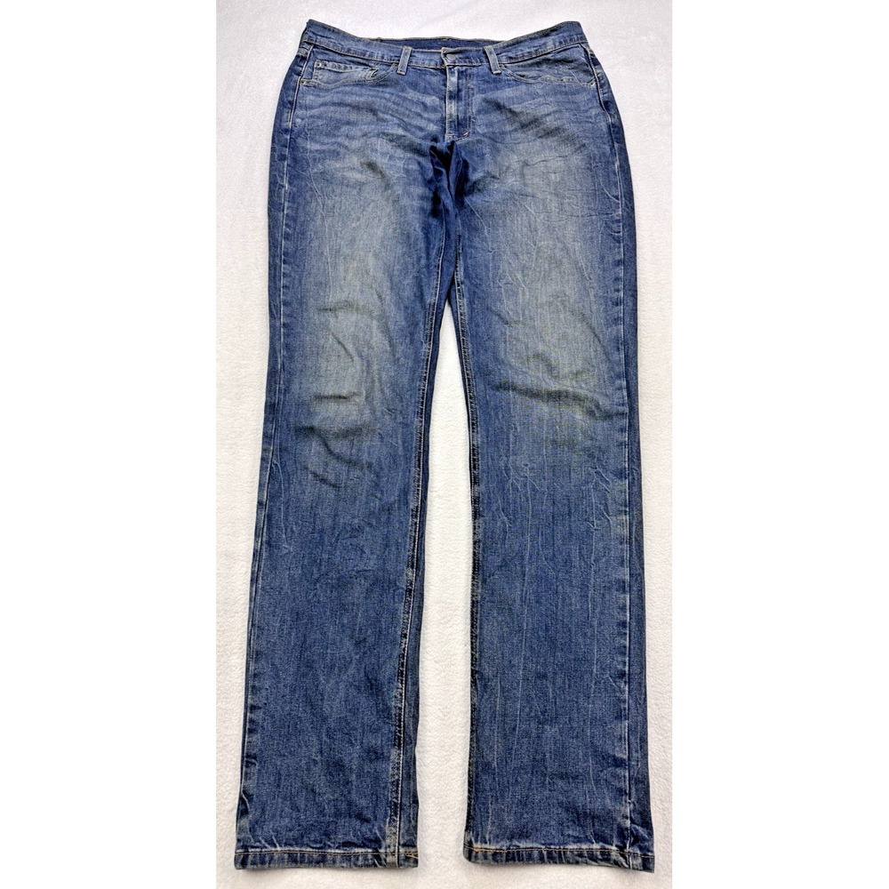 Levis 541 Jeans Men 34x38 Blue Athletic Straight Whisker‎ Distress Stretch Denim